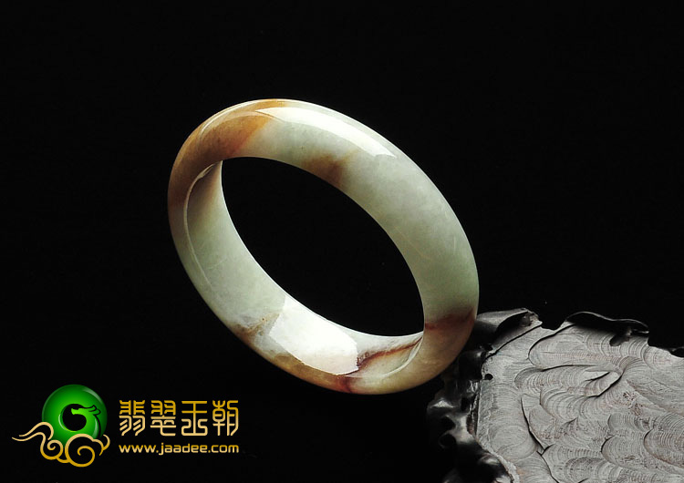 糯冰种褐黄翡缅甸翡翠手镯（52mm）