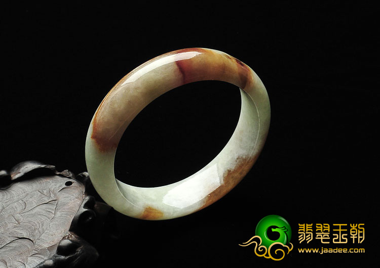 糯冰种褐黄翡缅甸翡翠手镯（52mm）