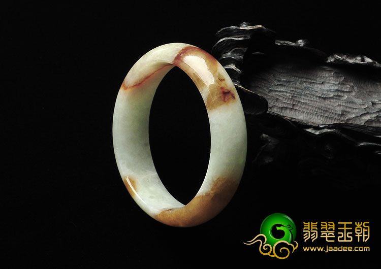 糯冰种褐黄翡缅甸翡翠手镯（52mm）