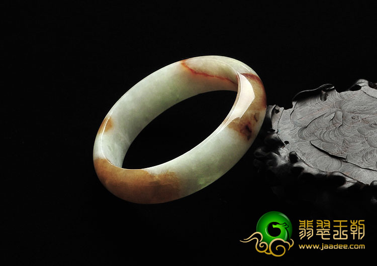 糯冰种褐黄翡缅甸翡翠手镯（52mm）