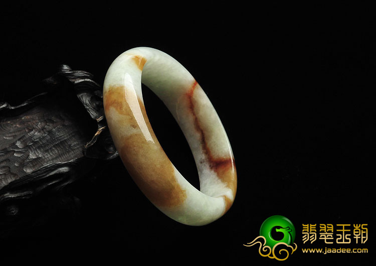 糯冰种褐黄翡缅甸翡翠手镯（52mm）