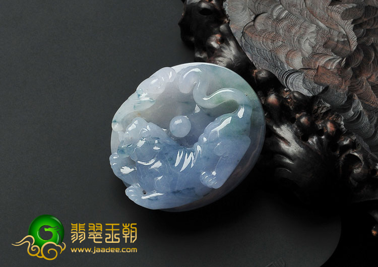 冰种紫罗兰飘花缅甸翡翠A货虎虎生威挂件