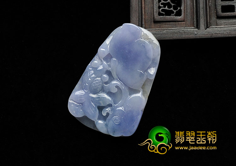 糯冰种紫罗兰略飘花缅甸翡翠A货金玉满堂挂件