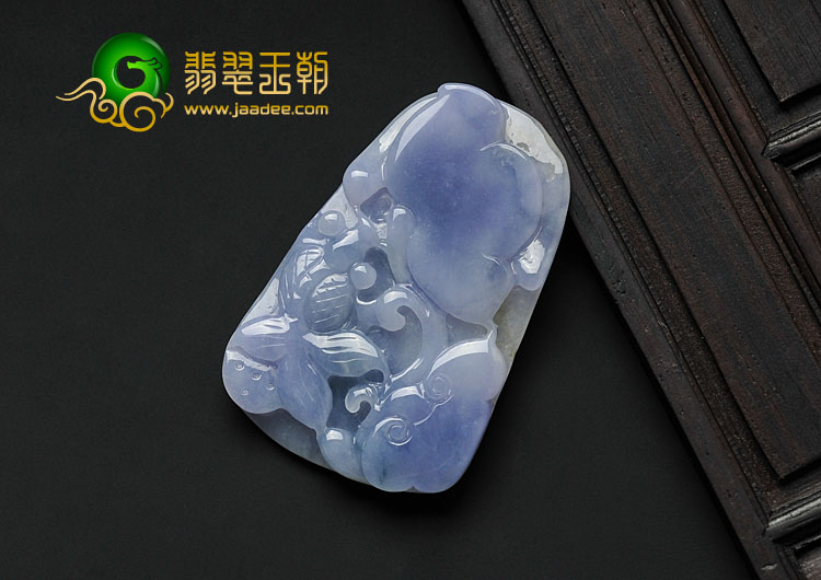 糯冰种紫罗兰略飘花缅甸翡翠A货金玉满堂挂件
