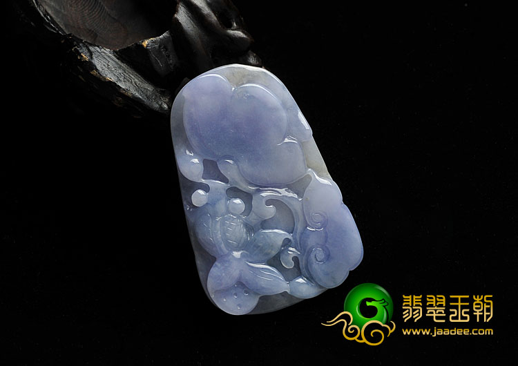 糯冰种紫罗兰略飘花缅甸翡翠A货金玉满堂挂件