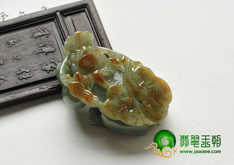 糯冰种褐黄翡晴水缅甸翡翠A货貔貅挂件（一对）
