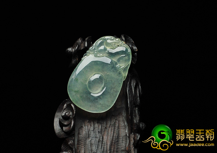 冰种略飘花缅甸翡翠A货福在眼前挂件