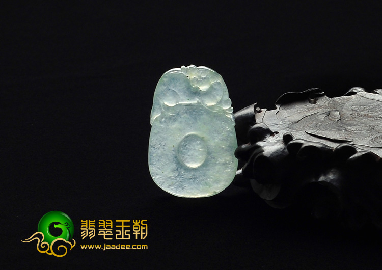冰种略飘花缅甸翡翠A货福在眼前挂件