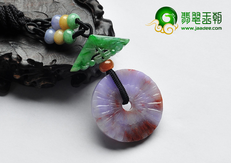 feicui细糯种/糯冰种三彩缅甸翡翠A货平安扣挂件