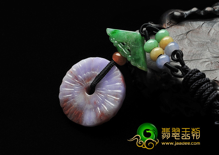 feicui细糯种/糯冰种三彩缅甸翡翠A货平安扣挂件