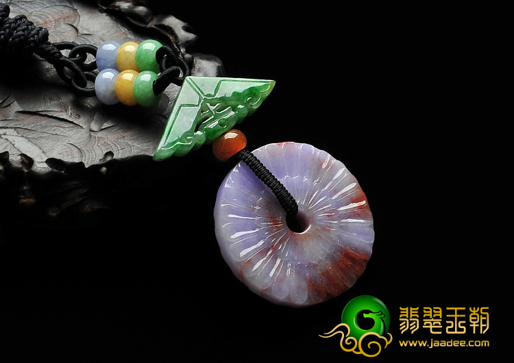 feicui细糯种/糯冰种三彩缅甸翡翠A货平安扣挂件