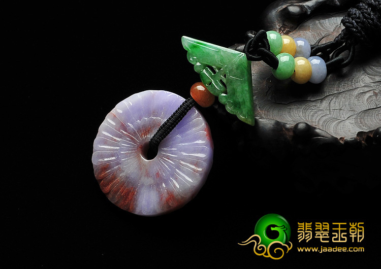 feicui细糯种/糯冰种三彩缅甸翡翠A货平安扣挂件
