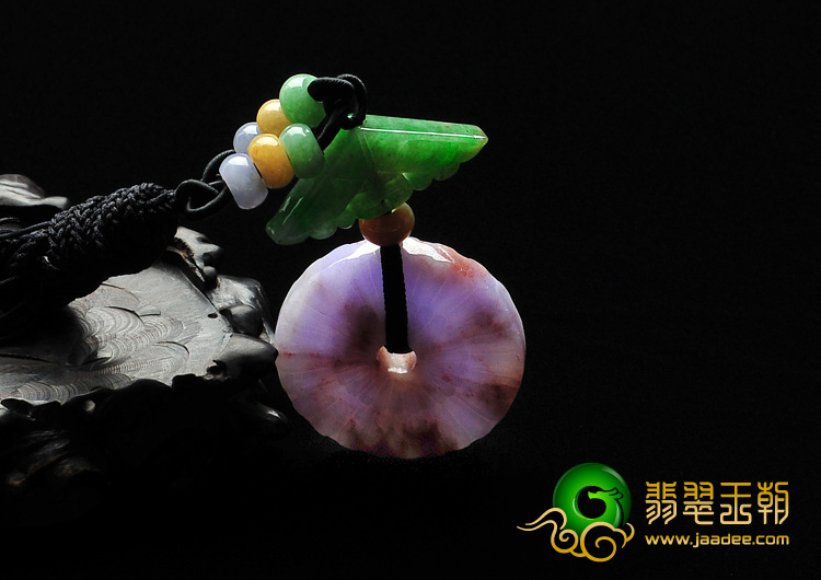 feicui细糯种/糯冰种三彩缅甸翡翠A货平安扣挂件