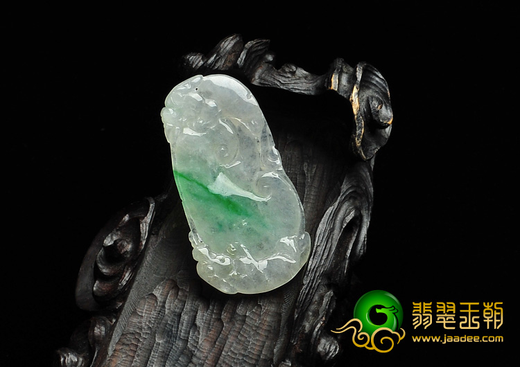 冰种飘阳绿缅甸翡翠A货龙如意挂件