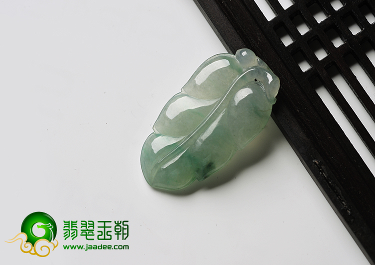 冰种飘花缅甸翡翠A货叶子挂件