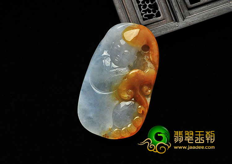 糯冰种黄翡缅甸翡翠A货童子挂件