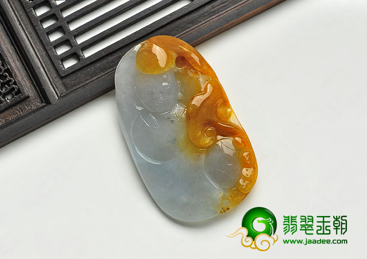 糯冰种黄翡缅甸翡翠A货童子挂件
