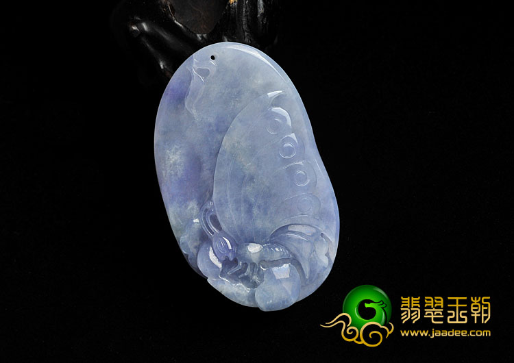 冰种紫罗兰缅甸翡翠A货蝶恋花挂件