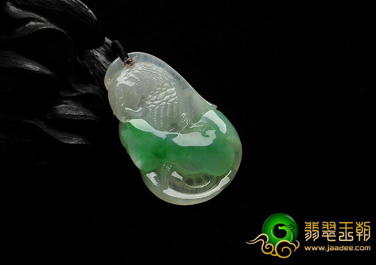 糯冰种翠色缅甸翡翠A货英明神武挂件