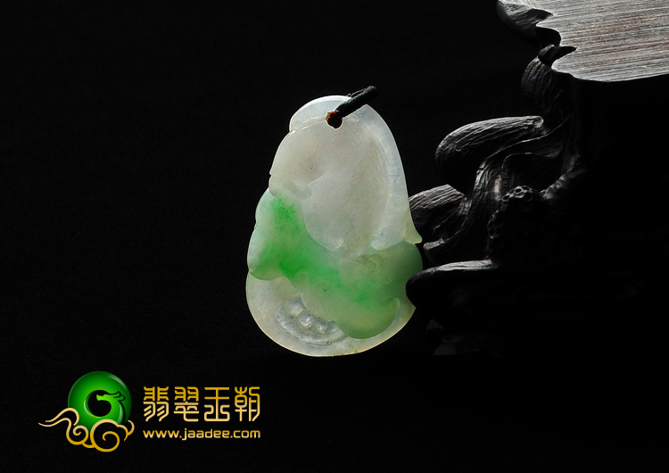 糯冰种翠色缅甸翡翠A货英明神武挂件