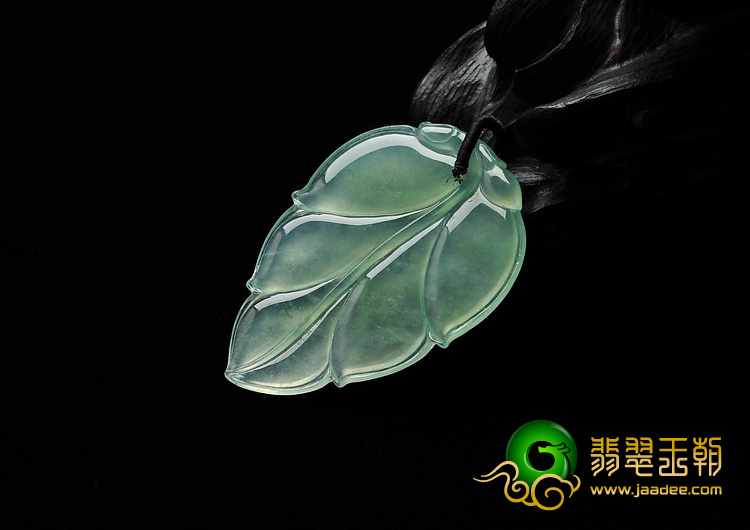 冰种晴水缅甸翡翠A货叶子挂件
