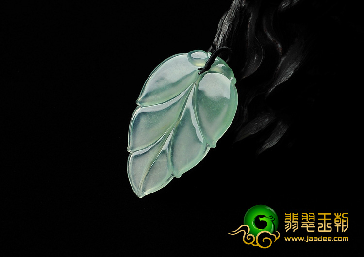 冰种晴水缅甸翡翠A货叶子挂件