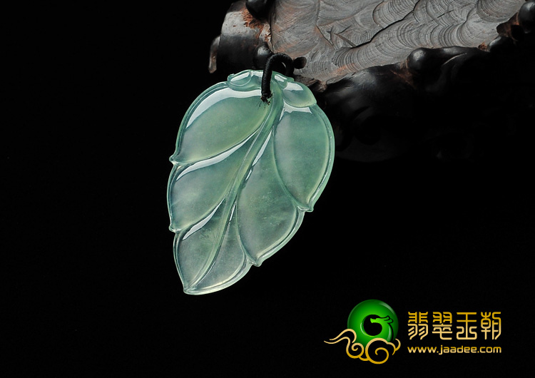 冰种晴水缅甸翡翠A货叶子挂件