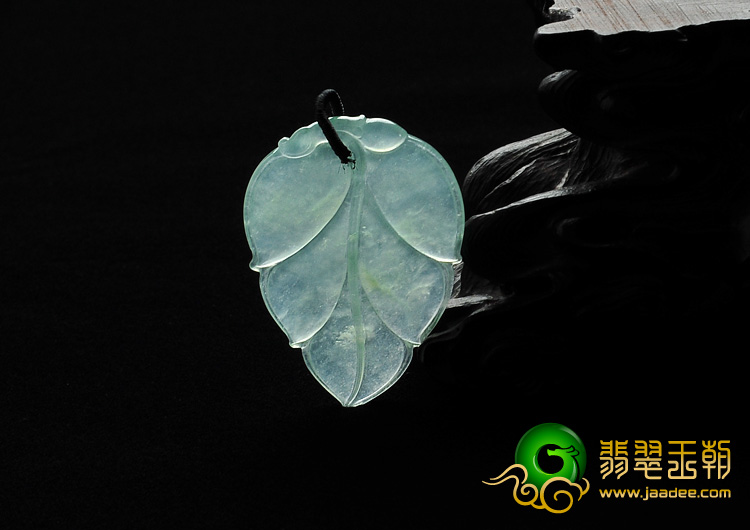 冰种晴水缅甸翡翠A货叶子挂件