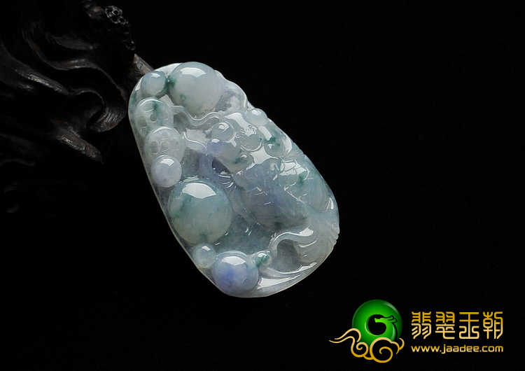 冰种紫罗兰飘花缅甸翡翠A货年年有余挂件