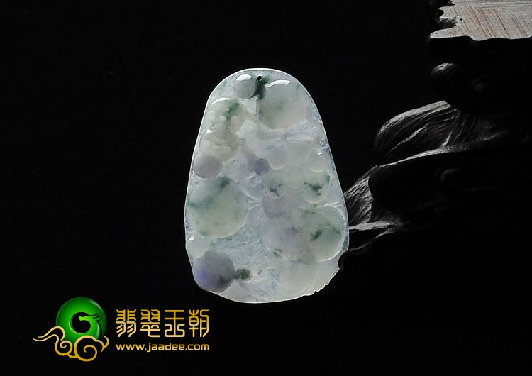 冰种紫罗兰飘花缅甸翡翠A货年年有余挂件