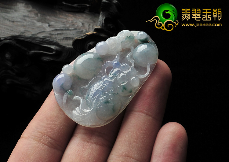 冰种紫罗兰飘花缅甸翡翠A货年年有余挂件