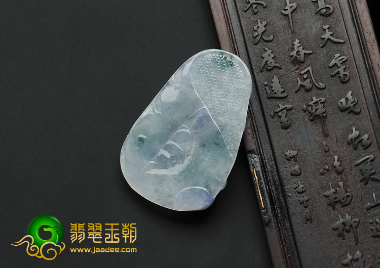冰种紫罗兰飘花缅甸翡翠A货年年有余挂件