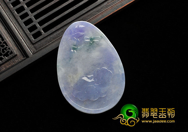 糯冰种紫罗兰飘花缅甸翡翠A货仙鹤挂件