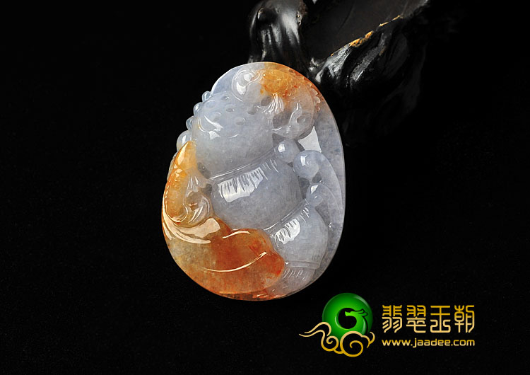 糯冰种红黄翡缅甸翡翠A货年年有余挂件