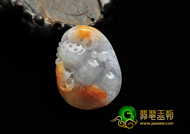 糯冰种红黄翡缅甸翡翠A货年年有余挂件