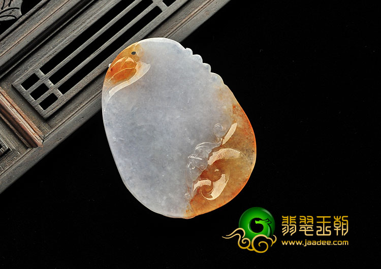 糯冰种红黄翡缅甸翡翠A货年年有余挂件
