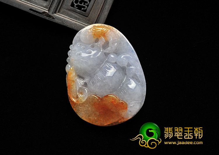 糯冰种红黄翡缅甸翡翠A货年年有余挂件