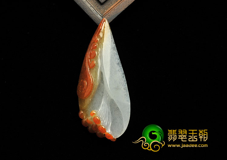 糯冰种红翡缅甸翡翠A货玉兰花挂件