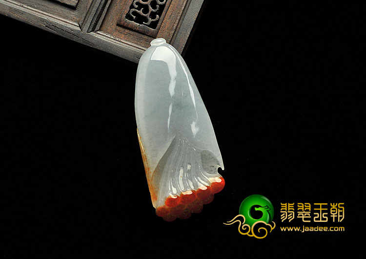 糯冰种红翡缅甸翡翠A货玉兰花挂件