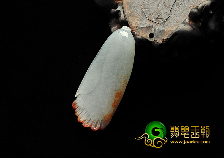 糯冰种红翡缅甸翡翠A货玉兰花挂件
