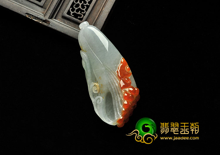 糯冰种红翡晴水缅甸翡翠A货玉兰花挂件