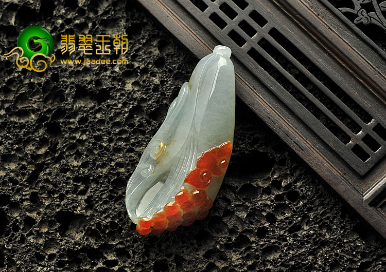 糯冰种红翡晴水缅甸翡翠A货玉兰花挂件