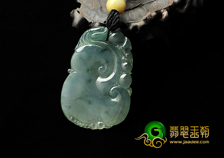 冰种飘花缅甸翡翠A货如意寿挂件