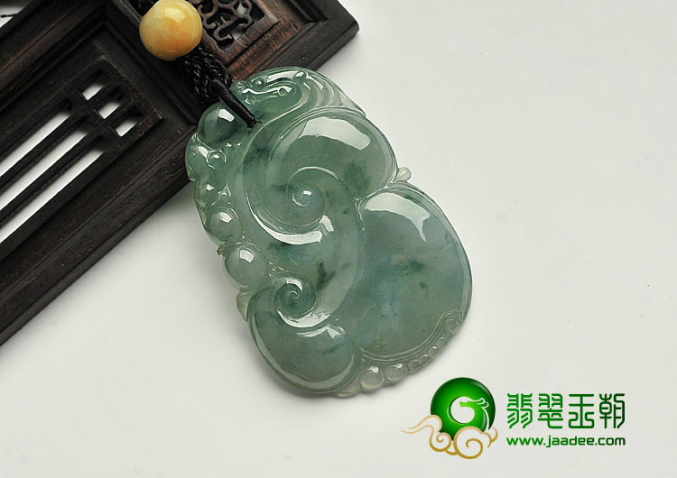 冰种飘花缅甸翡翠A货如意寿挂件
