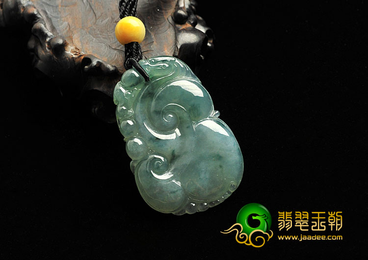 冰种飘花缅甸翡翠A货如意寿挂件