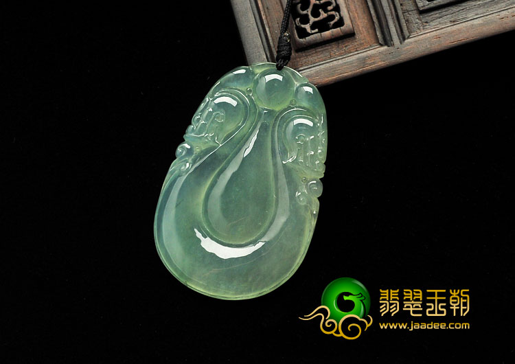 冰玻种晴水缅甸翡翠A货双龙如意挂件