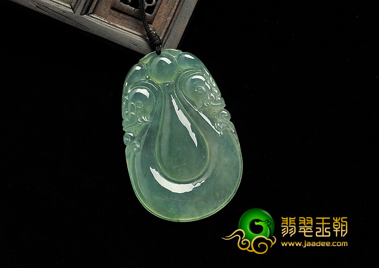 冰玻种晴水缅甸翡翠A货双龙如意挂件
