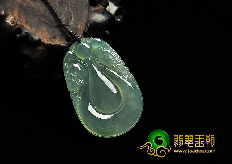 冰玻种晴水缅甸翡翠A货双龙如意挂件
