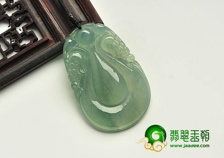 冰玻种晴水缅甸翡翠A货双龙如意挂件