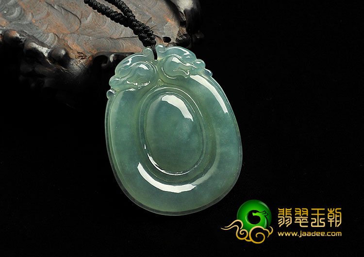 冰种晴水缅甸翡翠A货双龙如意挂件